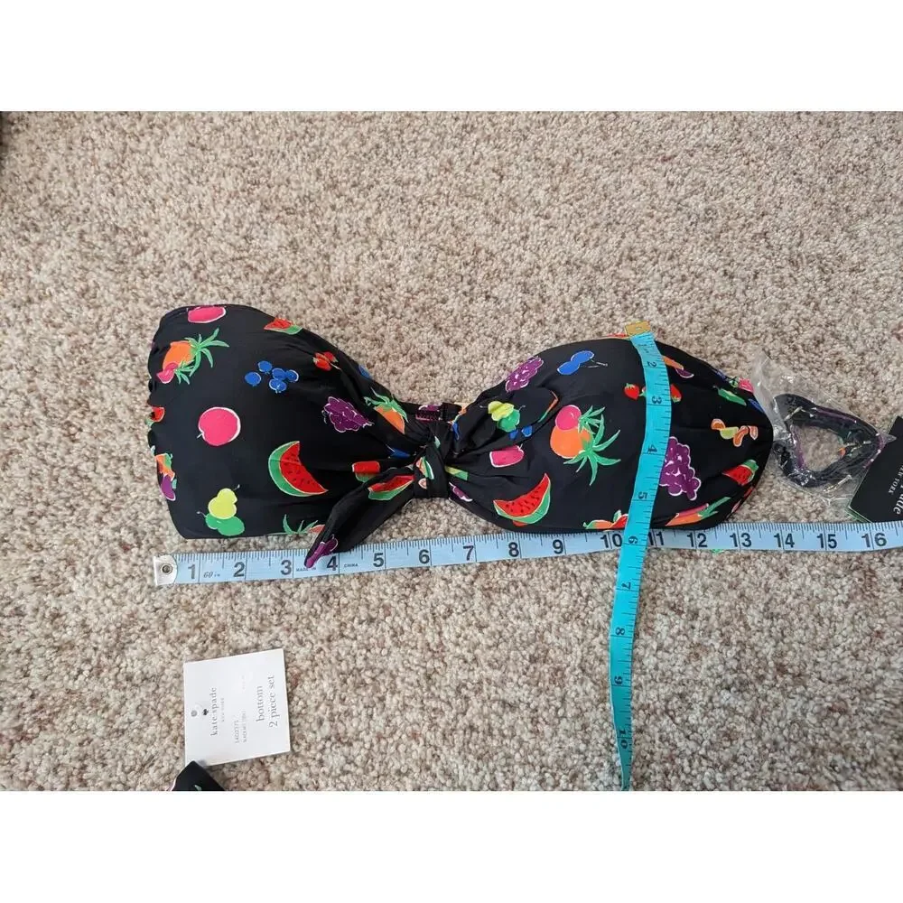 Kate Spade New York Women Bandeau 2 Piece Fruit Print Bikini Swimsuit, M NWT